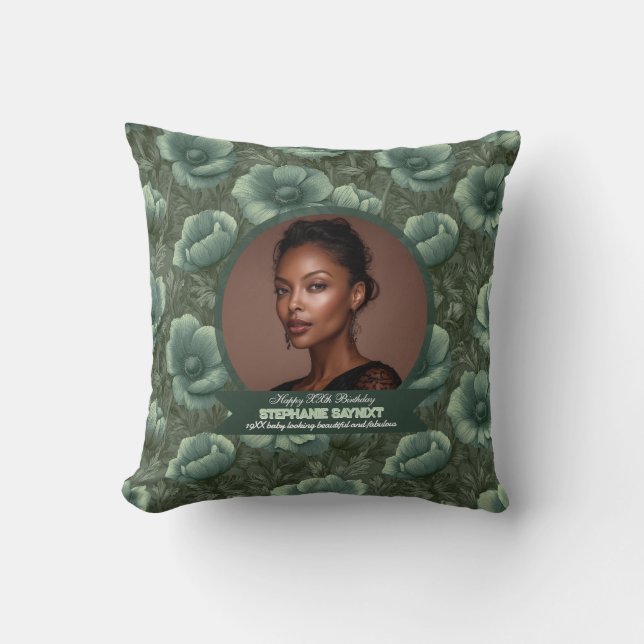 Chic Anemones Female Birthday Custom Cushion (Front)