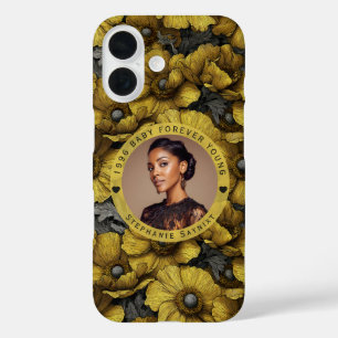 Chic Anemones Female Birthday Personalised iPhone 16 Case