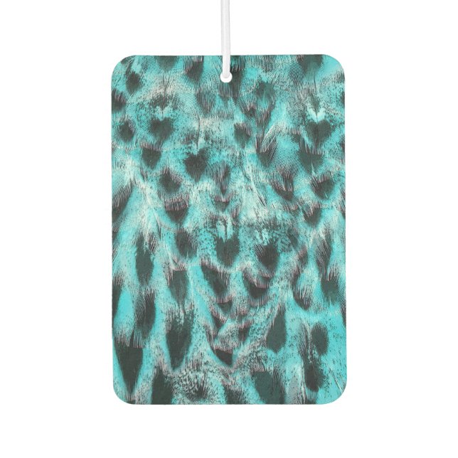 Chic animal print in blue - feather design  car air freshener (Front)
