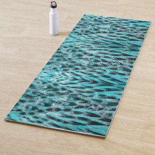 Chic animal print in blue - feather design yoga mat