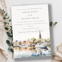 Chic Annapolis Maryland Watercolor Engagement