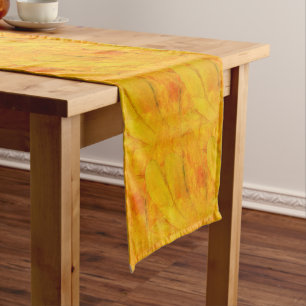 Chic Apricot Crush Abstract Floral Short Table Runner