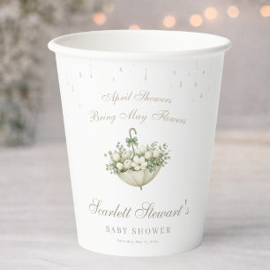 Chic April Showers Bring May Flowers Baby Shower Paper Cups