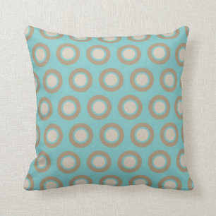 Chic Aqua and Cream Circles Cushion
