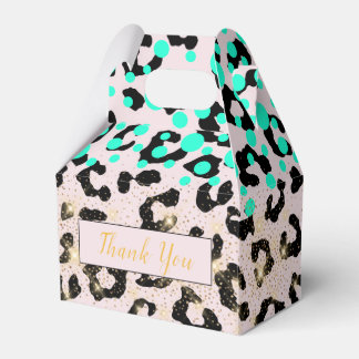 Chic Aqua Animal Print Gold Dust Party Favour Box