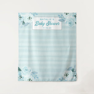 Chic Aqua & Blue Floral Photography Background Tapestry
