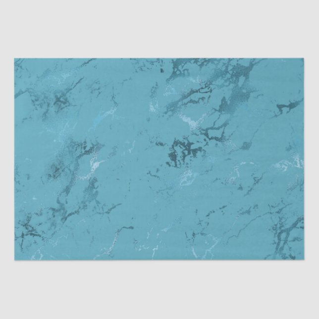 Chic Aqua Blue Marble Wedding Tissue Paper (Front)