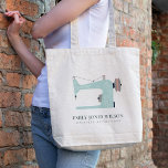 CHIC AQUA BLUE PINK PEACH SEWING MACHINE TAILOR TOTE BAG<br><div class="desc">If you need any further customisation please feel free to message me on yellowfebstudio@gmail.com.</div>