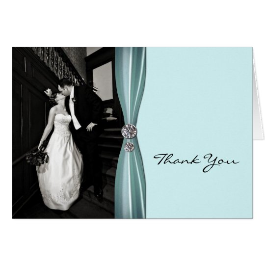 Chic Aqua Custom Photo Thank You Card