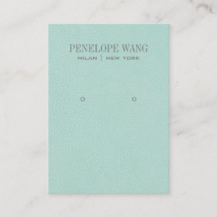 Chic Aqua Leather Look Jewellery Earring display Business Card