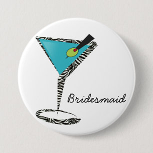 chic aqua martini 7.5 cm round badge
