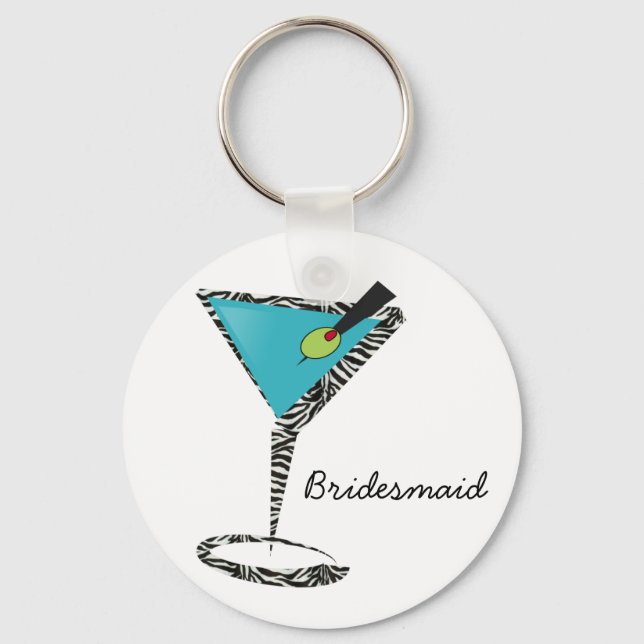 chic aqua martini key ring (Front)