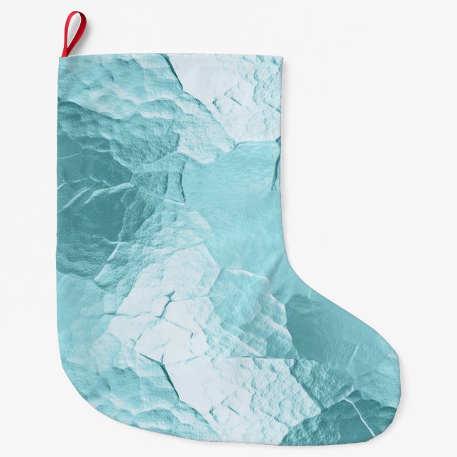Chic Aqua Mint Blue Glam Large Christmas Stocking (Front)