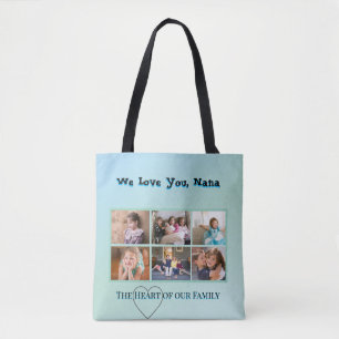 Chic Aqua Nana 6-Photo Family Tote Bag