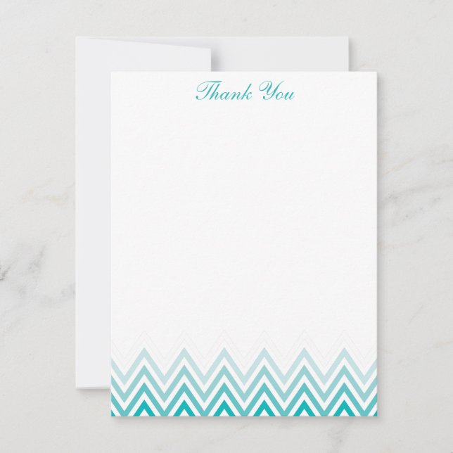 Chic Aqua Ombre Chevrons Note Cards (Front)