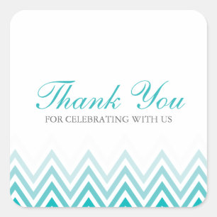 Chic Aqua Ombre Chevrons Square Sticker