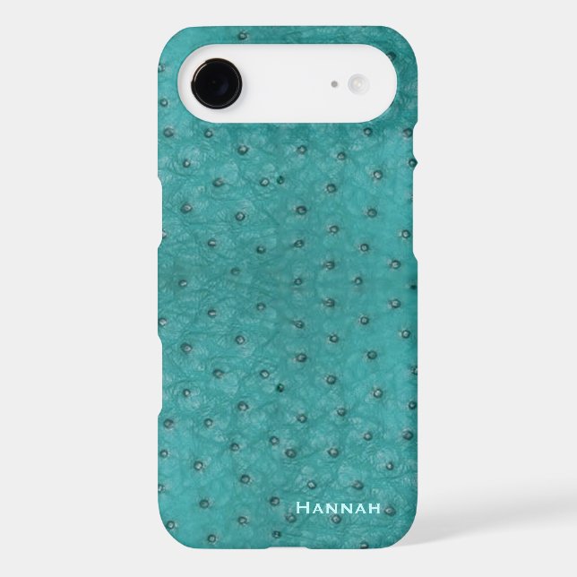 Chic Aqua Ostrich Leather Look iPhone 6 Plus Case (Back)