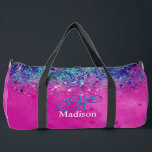 Chic aqua pink iridescent glitter monogram printed duffle bag<br><div class="desc">Chic aqua pink iridescent glitter monogram Personalised Duffle Bag. To make it extra special, it is also monogrammed and personalised with name or initials or any text you like, click the "customise further" link and use the design tool to modify the design if you like. Beautiful, modern and cool ....</div>