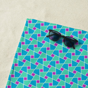Chic Aqua, Purple, Turquoise Islamic Mosaic Patter Beach Towel