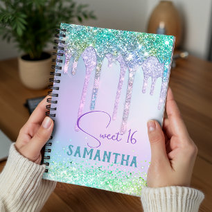 Chic aqua Unicorn Glitter birthday monogram Planner