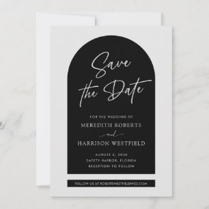 Chic Arch Frame Modern Script Black Wedding Save The Date