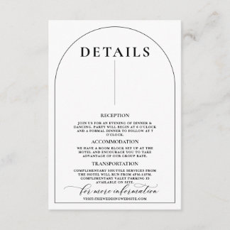 Chic Arch Modern Stylish Elegant Enclosure Card