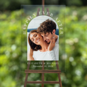 Chic Arch Photo White Wedding Welcome Acrylic Sign