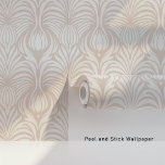 Chic Art Deco Floral Feather Pattern Soft Beige Wallpaper<br><div class="desc">Elevate your interior decor with this chic Art Deco Peel & Stick wallpaper, featuring a sophisticated floral feather pattern in a soft beige hue. The elegant design is inspired by classic Art Deco motifs, combining intricate detailing with a modern touch. The neutral beige colour adds warmth and a timeless appeal,...</div>