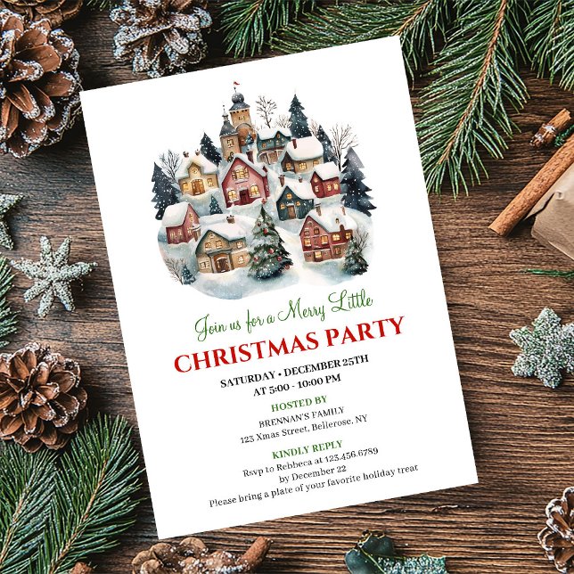 Chic artistic Christmas scene festive celebration  Invitation (Chic artistic Christmas scene festive celebration card)