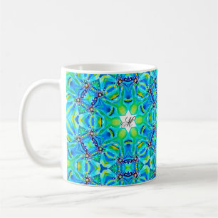 Chic Artistic Mandala Artwork in Aqua Colours Coffee Mug