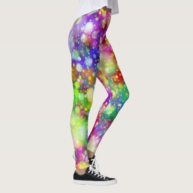 Chic Artsy Rainbow Bokeh Workout Leggings (Right)