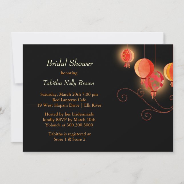Chic Asian Style Lanterns Bridal Shower Invitation (Front)
