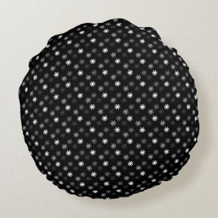 Chic Asterisks - Classic - Black Background Round Cushion
