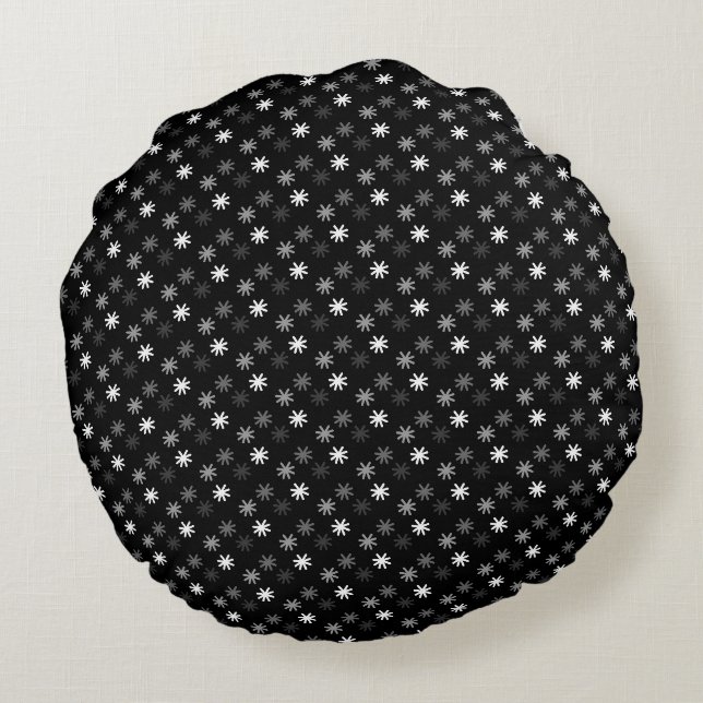  Chic Asterisks - Classic - Black Background  Round Cushion (Back)