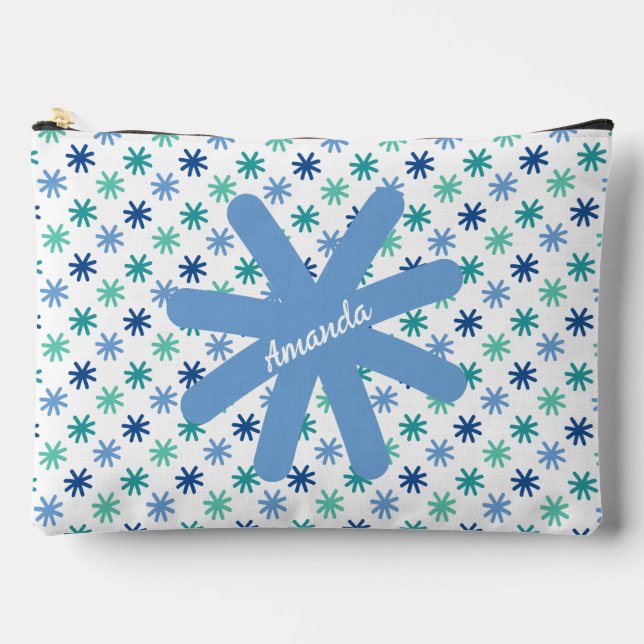 Chic AsteriskS Ocean Colours-White Editable Large Accessory Pouch (Front)