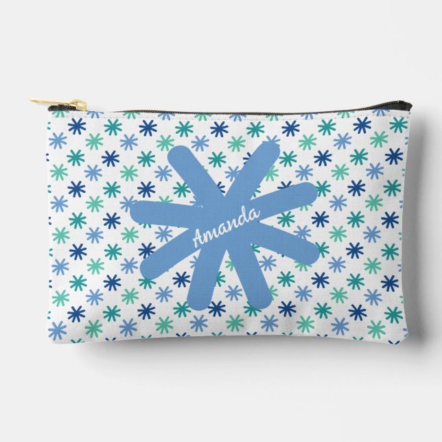 Chic AsteriskS Ocean Colours-White Editable Small Accessory Pouch (Front)