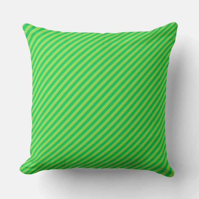 Chic Atomic Green & Lime Striped Aesthetic Pillow (Front)