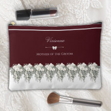 Chic Autumn Burgundy Mother of Groom Makeup Bag