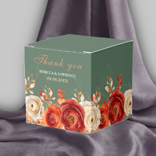 Chic Autumn Floral Orange terracotta sage Wedding  Favour Box