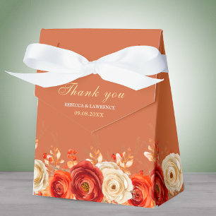 Chic Autumn Floral Orange Terracotta wedding tent Favour Box