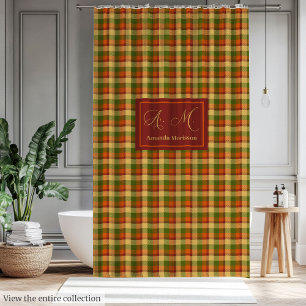 Chic Autumn Plaid Shower Curtain Cozy Custom Name
