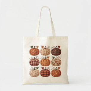 Chic Autumn Pumpkin Pattern Reusable Tote Bag