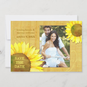 Chic Autumn Sunflowers Wedding Photo Save the Date