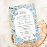 Chic Baby Blue Floral Butterflies Arch Quinceañera Invitation<br><div class="desc">Personalise this soft baby blue floral Quinceañera / Sweet 16 birthday invitation easily and quickly. Simply click the customise it further button to edit the texts, change fonts and fonts colours. Featuring pretty pastel baby blue flowers, delicate greenery and blue and silver butterflies. Matching items available in store. (c) Somerset...</div>