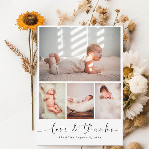 Chic Baby Shower 4 Photo Collage Thank You Card