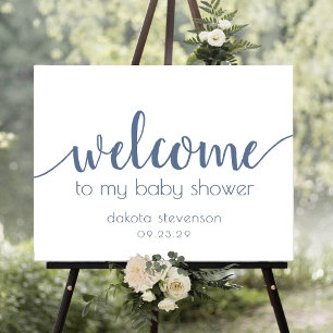 Chic Baby Shower Dusty Slate Blue Welcome Sign