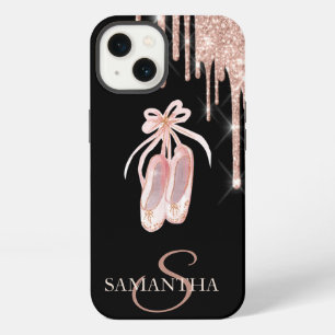 Chic Ballet Shoes Rose Gold Glitter Drips Case