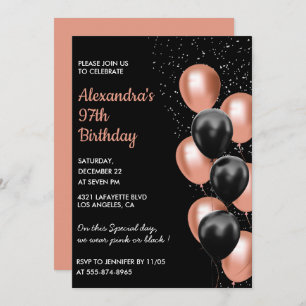 Chic Balloon 97th birthday invitation 
