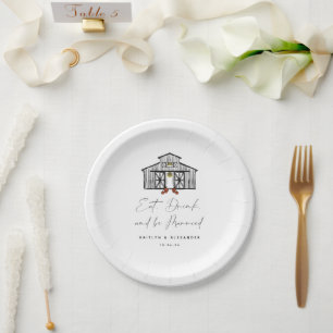 Chic Barn Eat Drink and be Married Paper Plate
