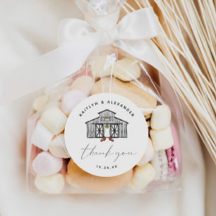 Chic Barn Rustic Thank You Wedding Classic Round Sticker